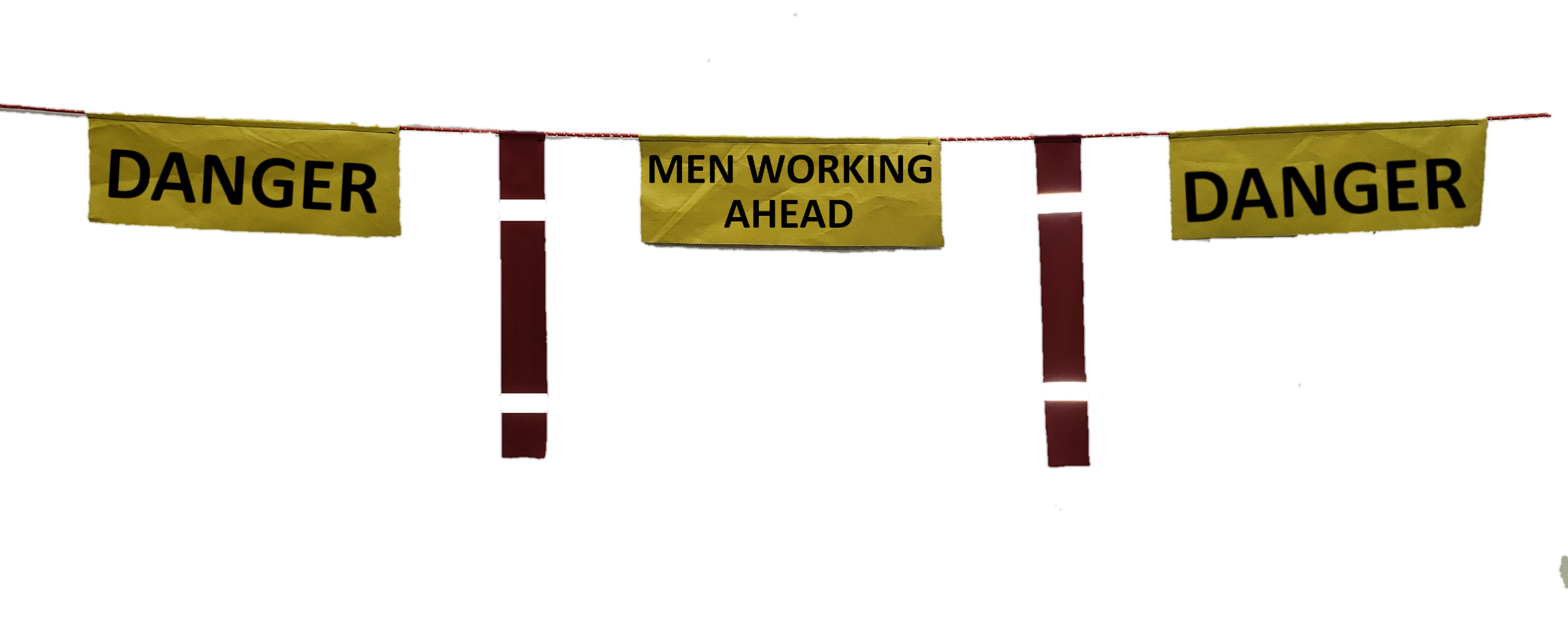 MEN WORKING AHEAD BARRICADE